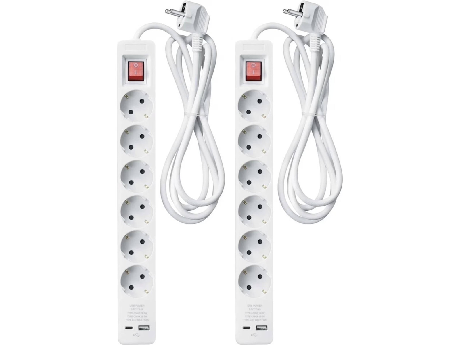 Andersson PWS-C2000 6-vägs grenuttag 3m 2-pack Förlängningskabel & förgrening