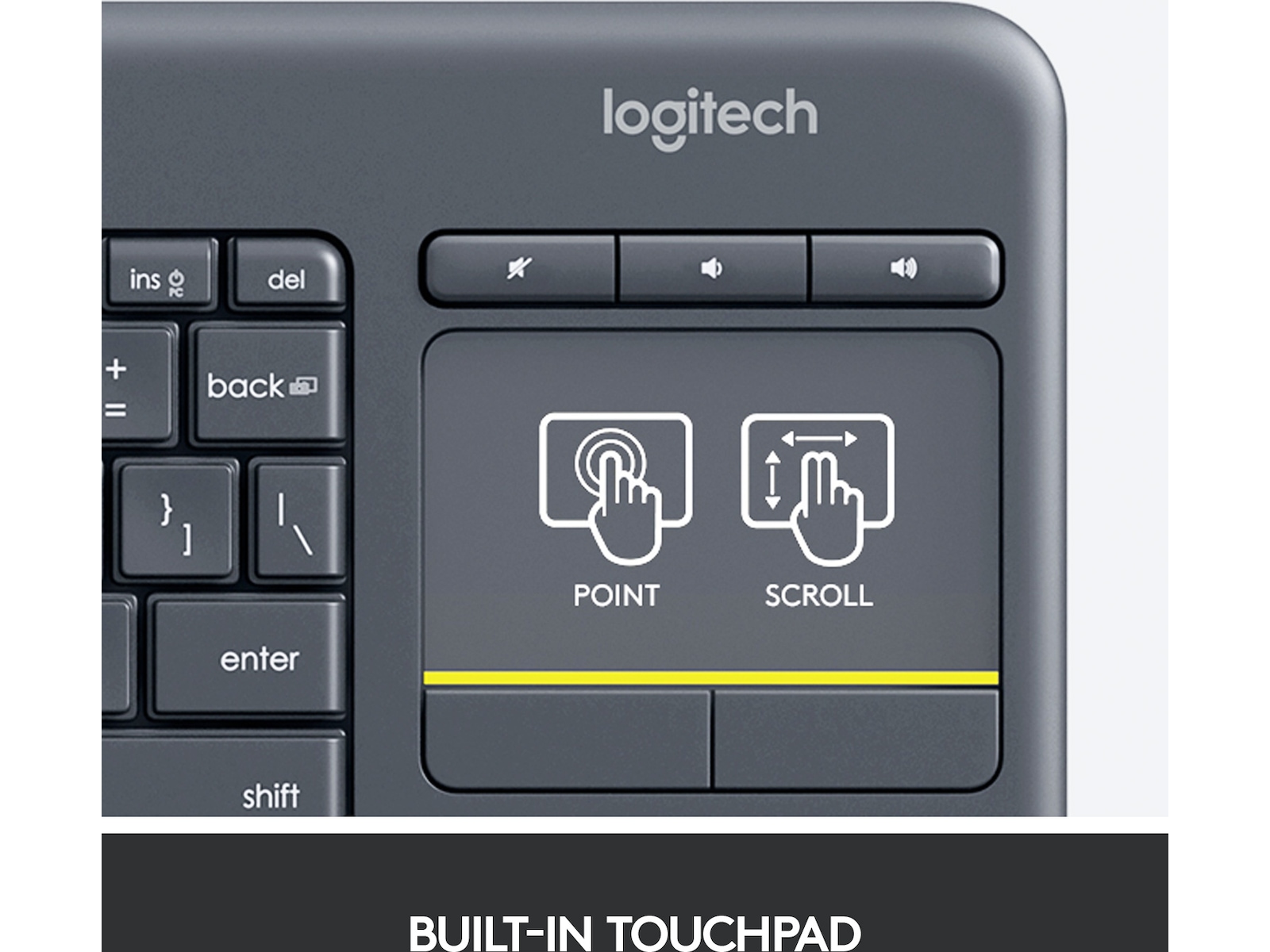Logitech K400 Plus Tangentbord Mörkgrå Tangentbord