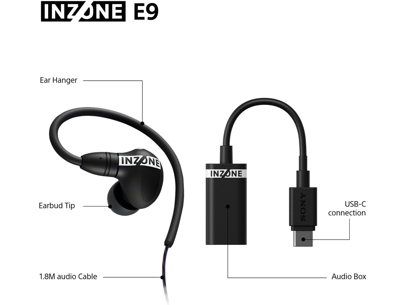 Sony INZONE E9 In-Ear Gaming Headphones, Black In-ear hörlurar