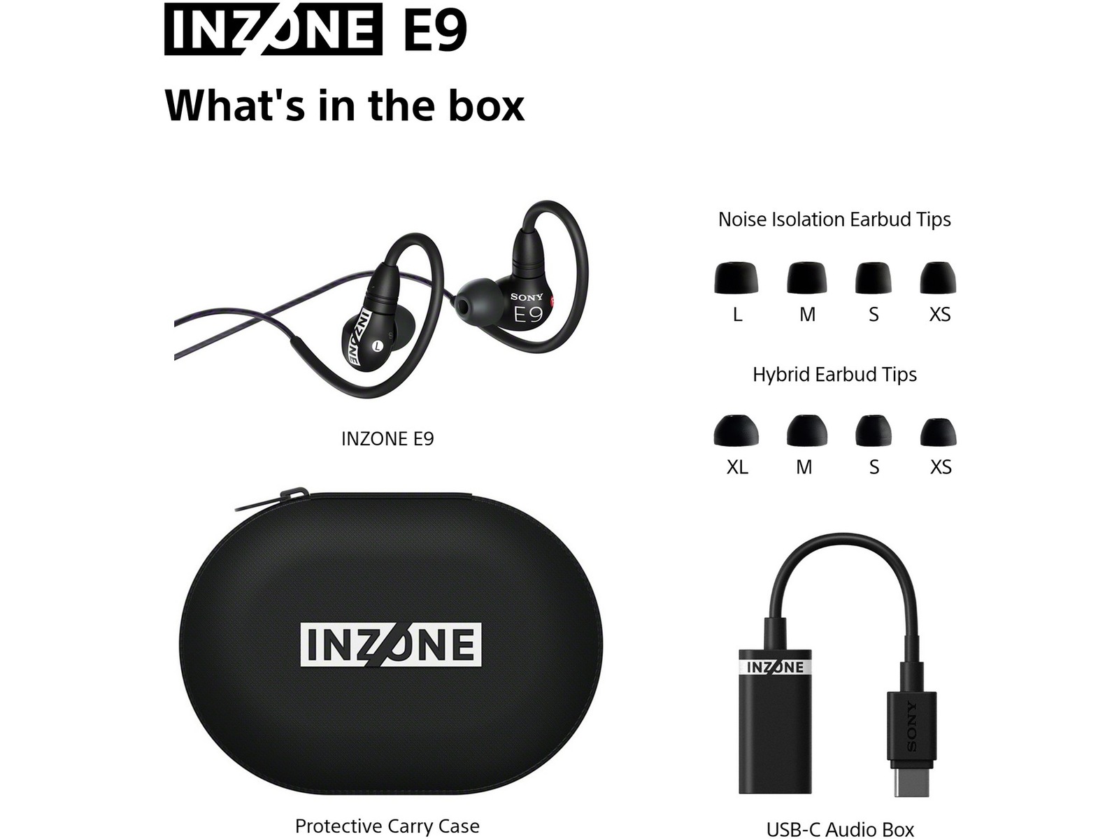 Sony INZONE E9 In-Ear Gaming Headphones, Black In-ear hörlurar