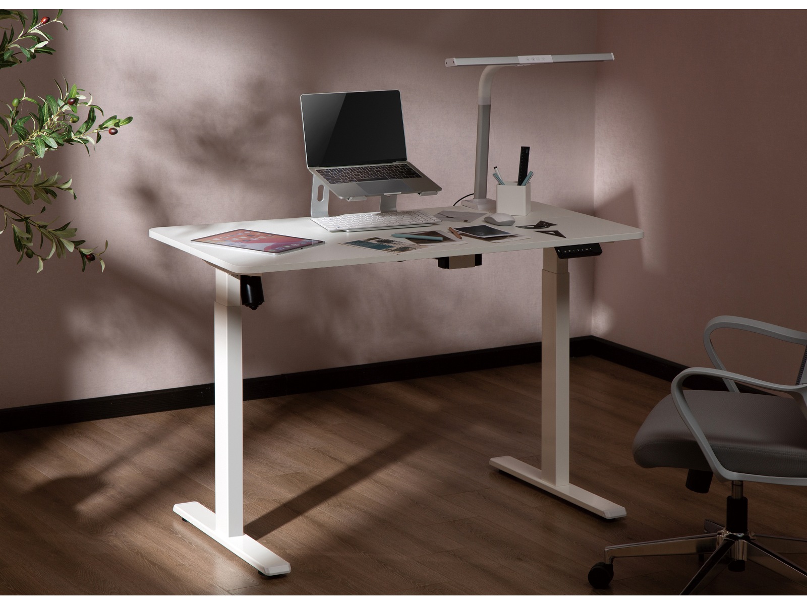 Ergonomiskt höj-/sänkbord 120cm (vit) Skrivbord