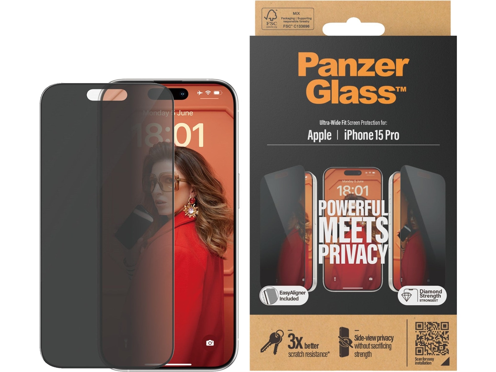 Panzerglass iPhone 15 Pro Privacy Skärmskydd Skärmskydd