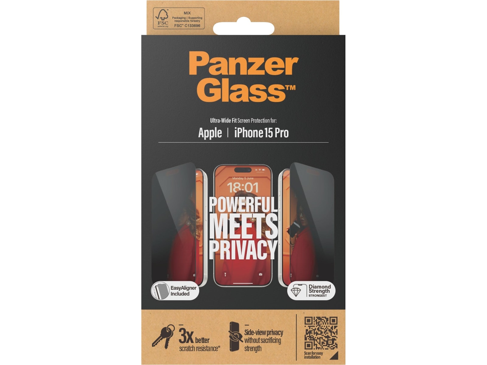 Panzerglass iPhone 15 Pro Privacy Skärmskydd Skärmskydd