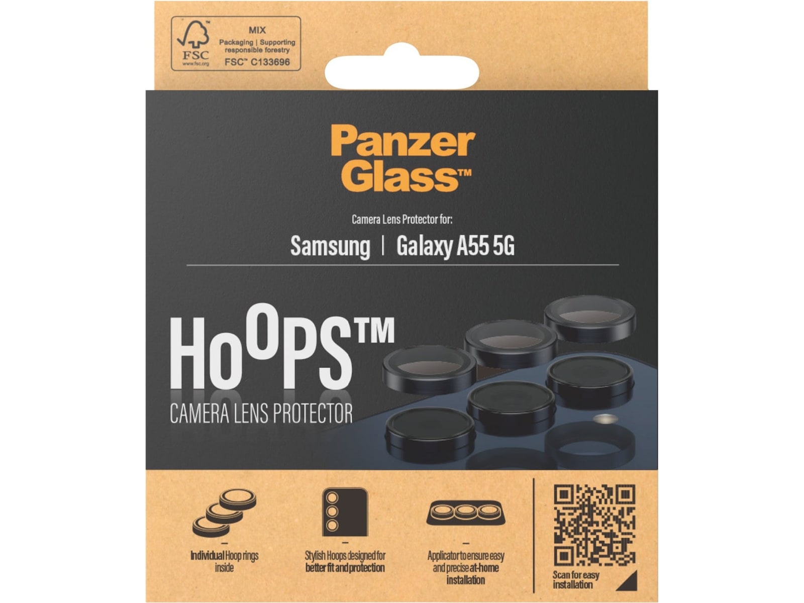 PanzerGlass Galaxy A55 5G Hoops Linsskydd (svart) Skärmskydd