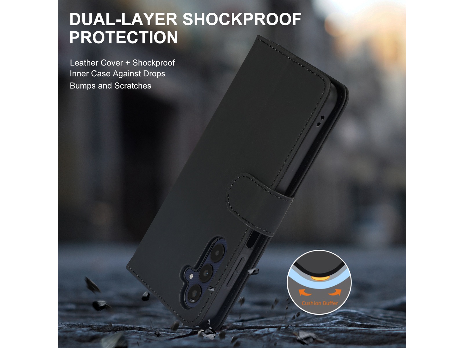 iiglo Samsung Galaxy A25 Plånboksfodral (svart) Skydd