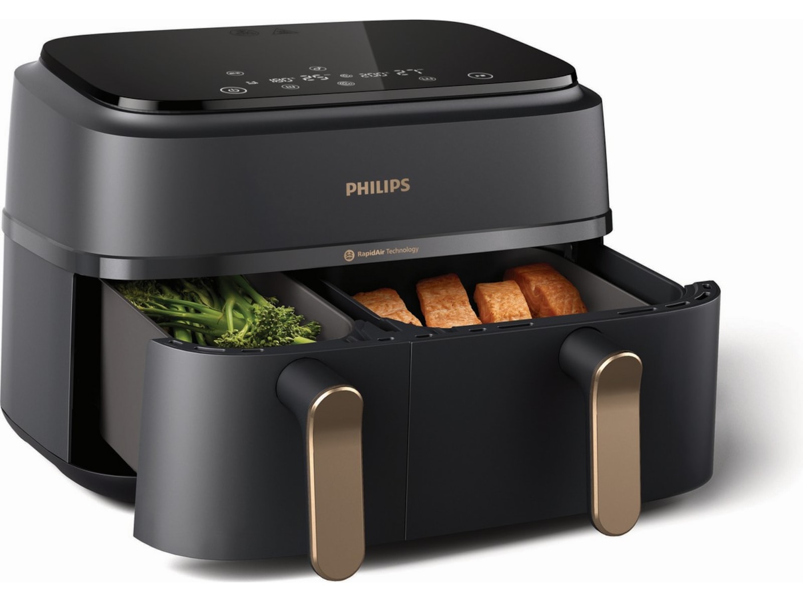 Philips Dual Basket Airfryer 9L NA352/00 (grå/koppar) Airfryer