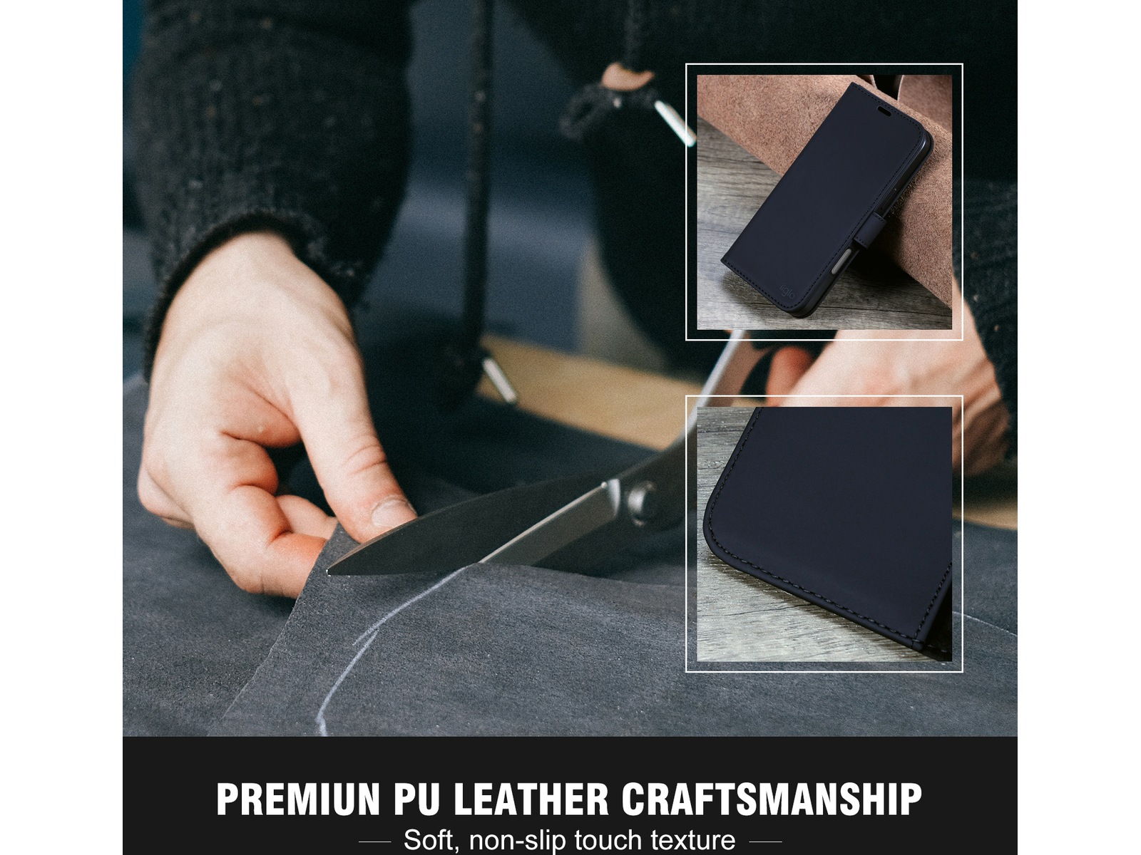 iiglo iPhone 16 Pro Max Plånboksfodral (svart) Skydd