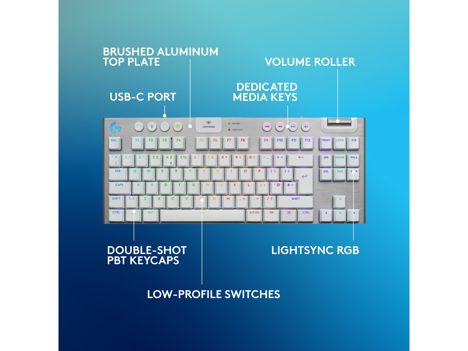 Logitech G915 X Lightspeed TKL Trådlös Gamingtangentbord (vit) Gamingtangentbord