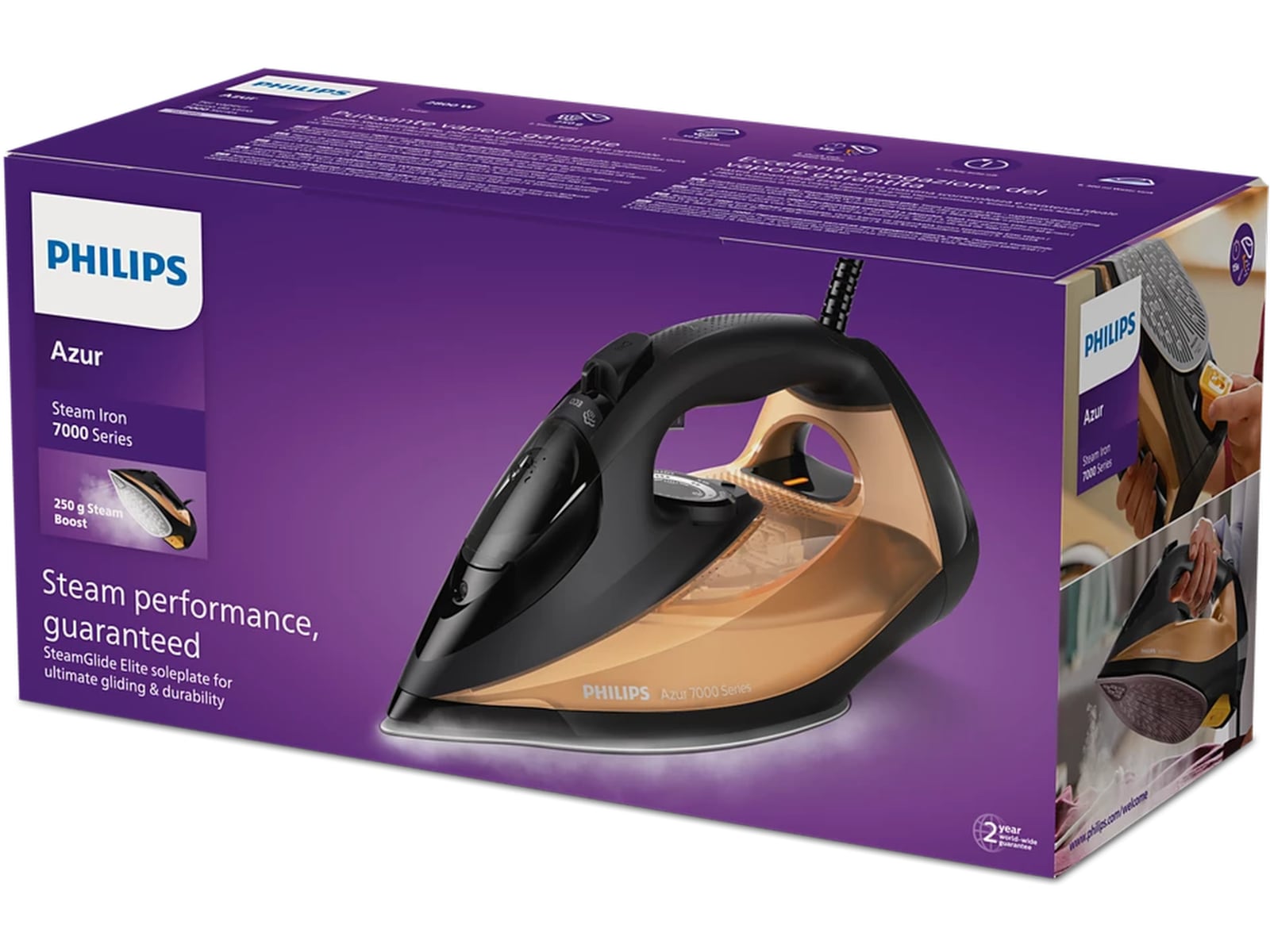 Philips 7000-serien DST7040/81 ångstrykjärn (svart/guld) Strykjärn