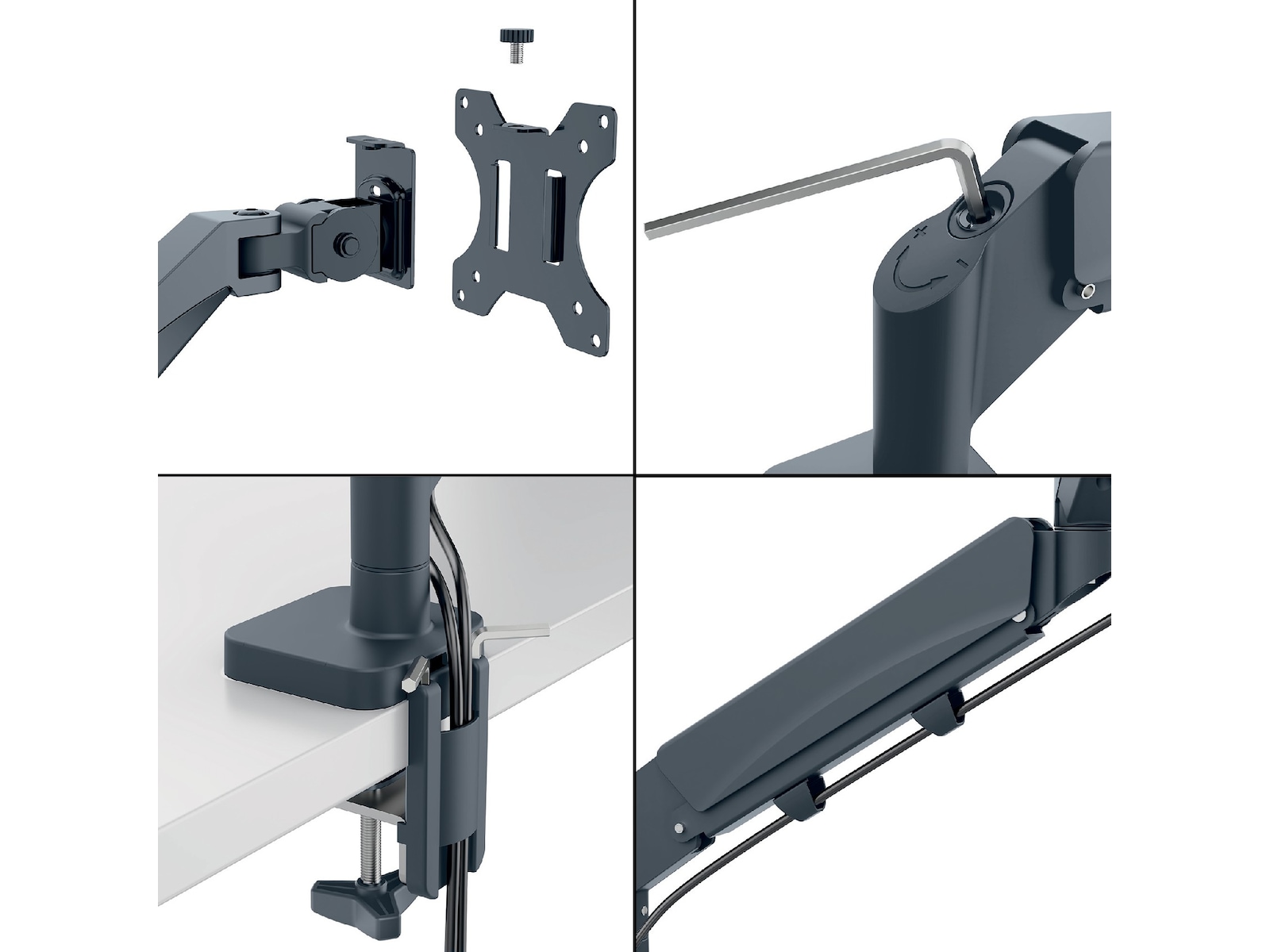 Leitz Ergo Monitorarm Dubbel, platsbesparande, 17"-32" skärmar Bord- & väggfäste