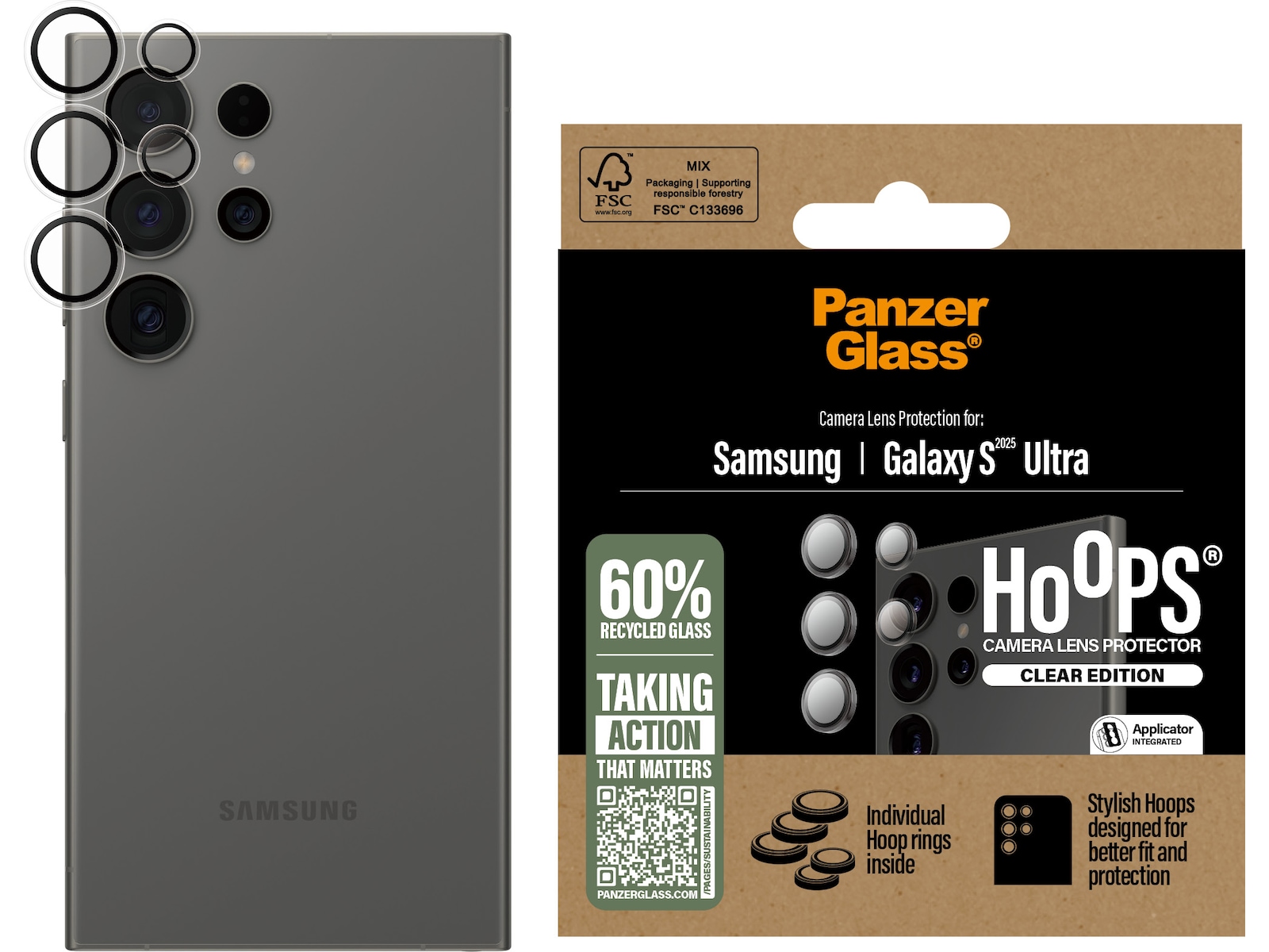PanzerGlass Galaxy S25 Ultra Hoops Linsskydd (transparent) Skärmskydd