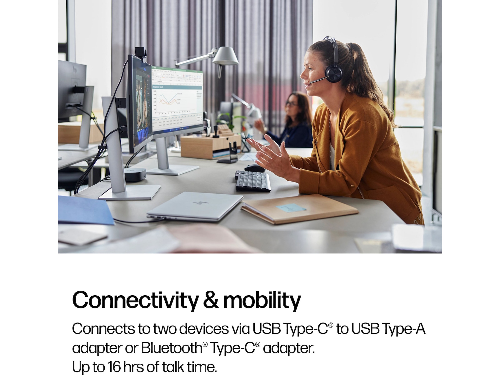 Poly Voyager Focus 2 MS USB-C Headset med laddningsstativ Headset trådlöst