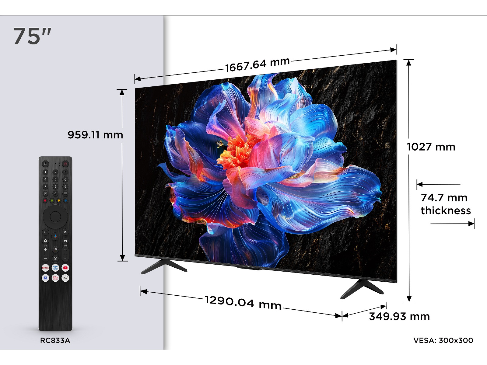 TCL 4K Google TV 75V6C 70 - 79 tums TV