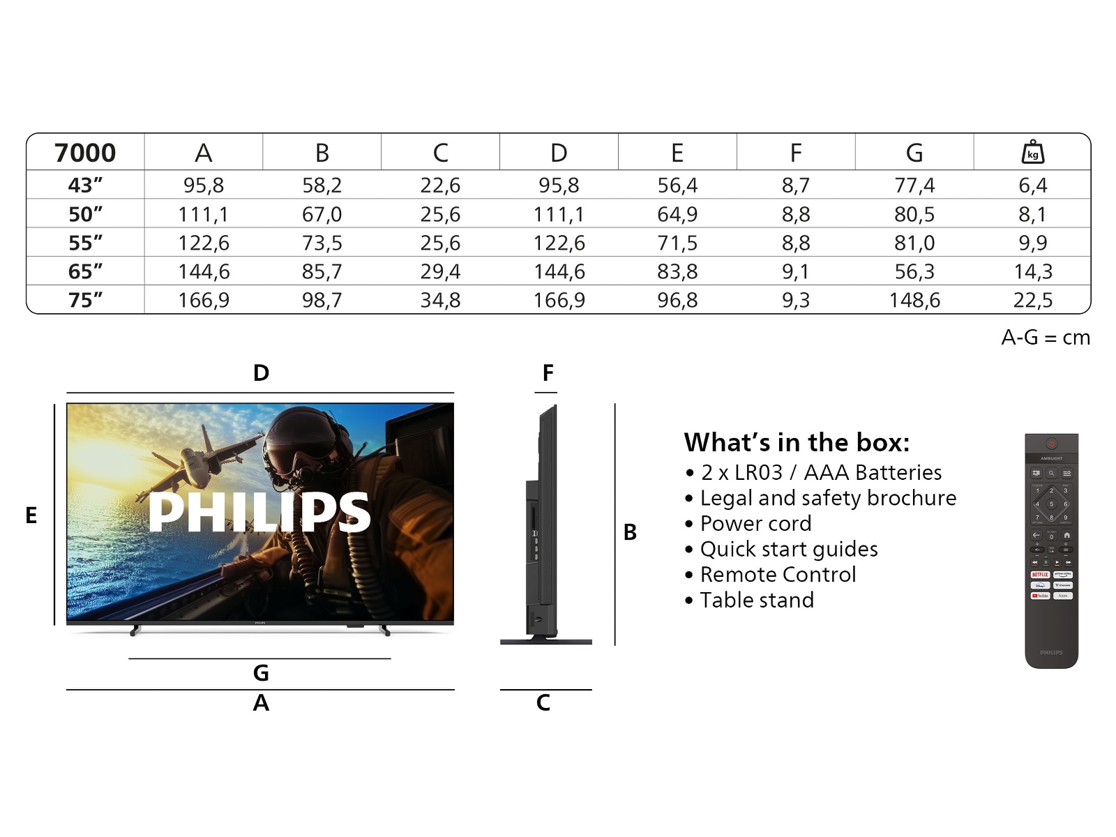 Philips 75" PUS7000/12 4K LED Smart TV (2025) 70 - 79 tums TV