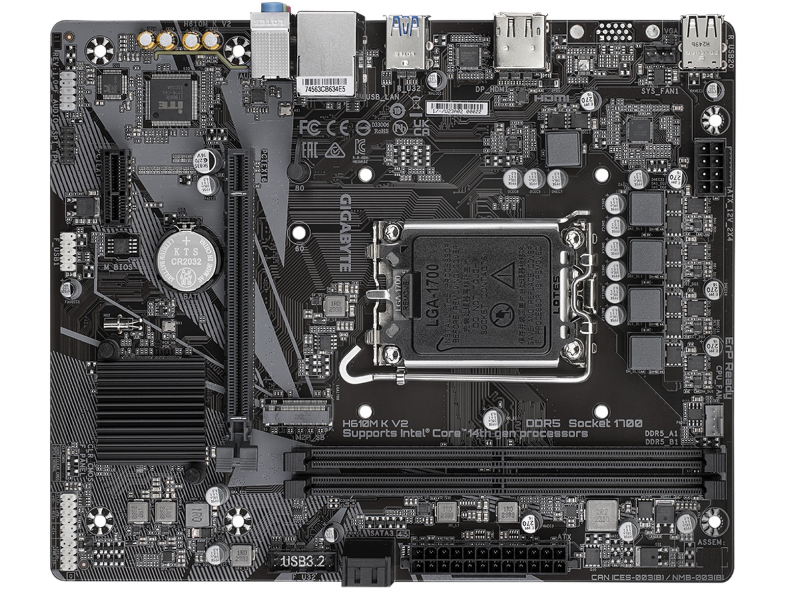 Gigabyte H610M K V2 Moderkort Intel Socket