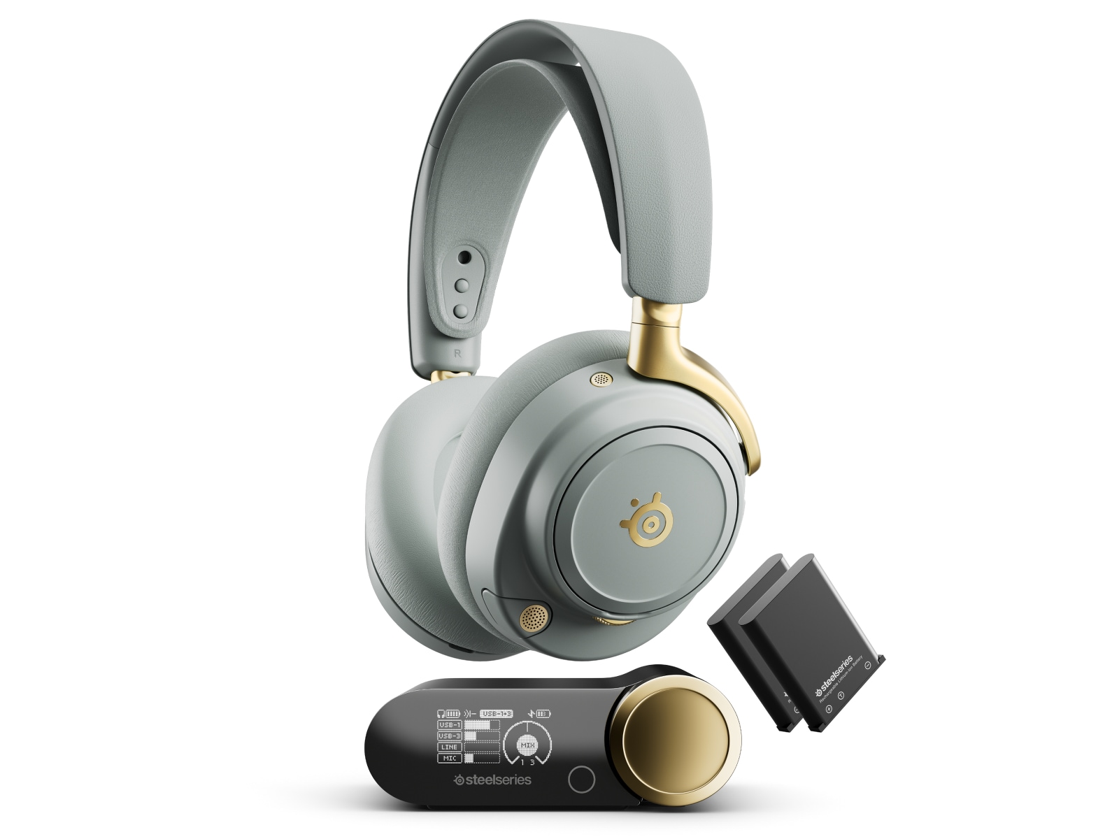 SteelSeries Arctis Nova Elite Trådlös Gamingheadset (salvia och guld) Gamingheadset