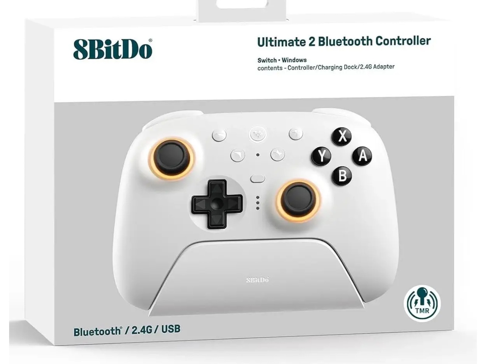 8BitDo Ultimate 2 Trådlös Bluetooth Kontroller (vit) Gamepad