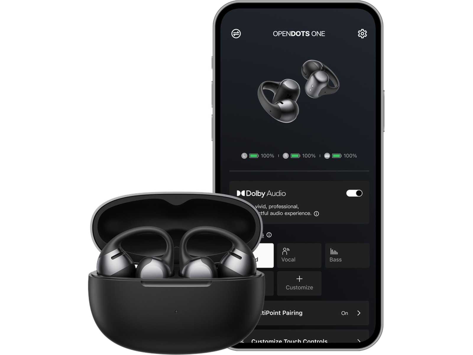 SHOKZ OpenDots Trådlösa öppna hörlurar, half In-Ear (svart) In-ear hörlurar