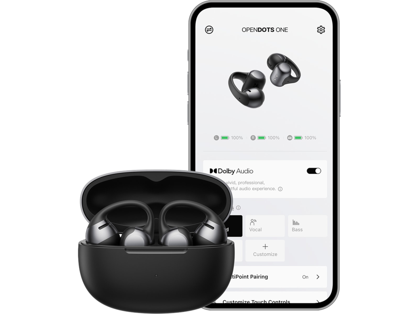 SHOKZ OpenDots Trådlösa öppna hörlurar, half In-Ear (svart) In-ear hörlurar
