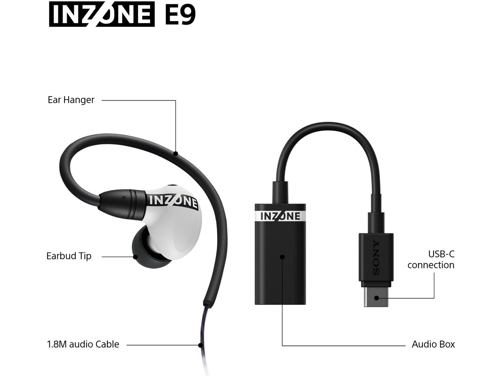 Sony INZONE E9 In-Ear Gaming Headphones, White In-ear hörlurar