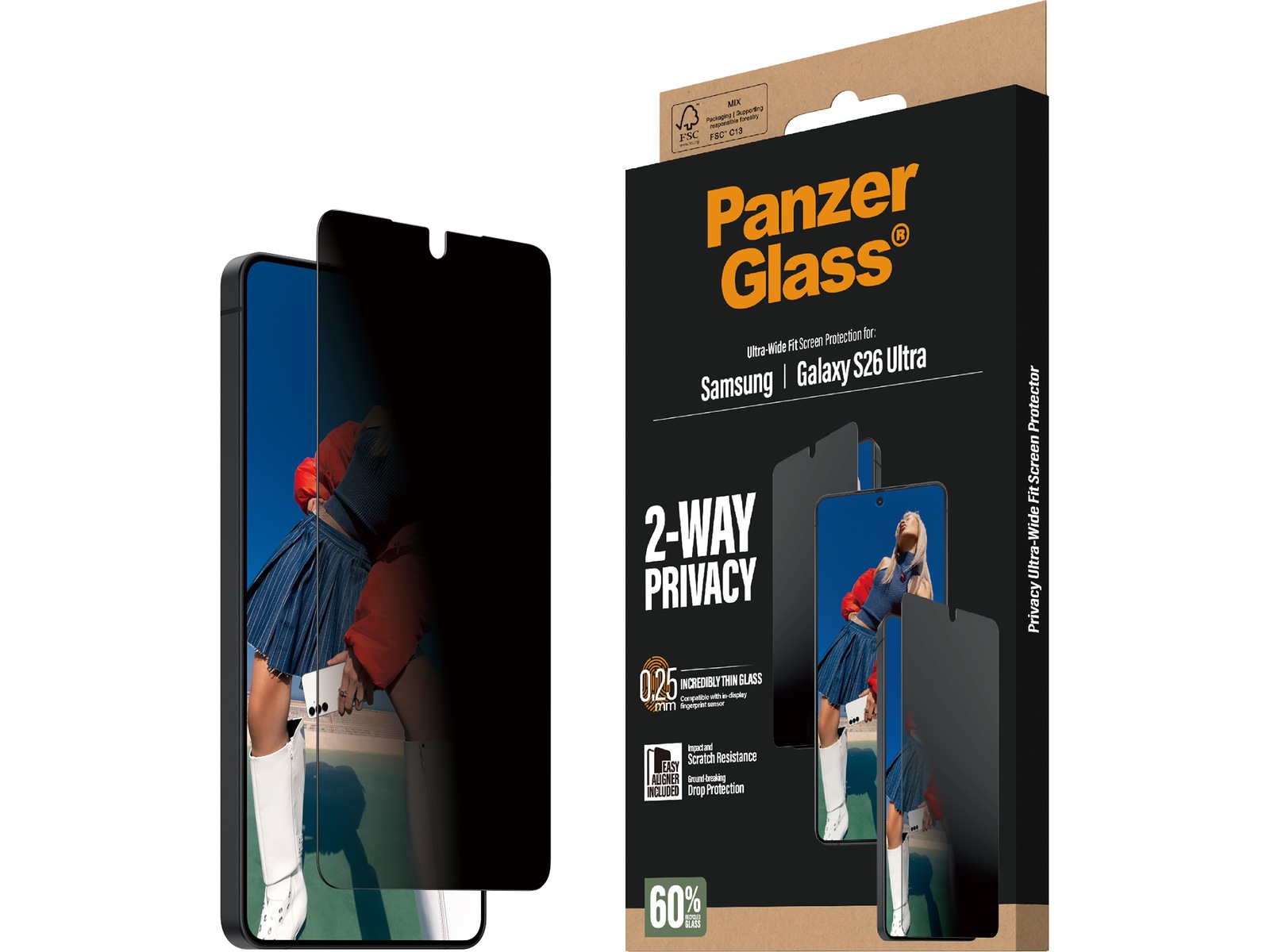 PanzerGlass Galaxy S26 Ultra 2-way Privacy Skärmskydd Skärmskydd