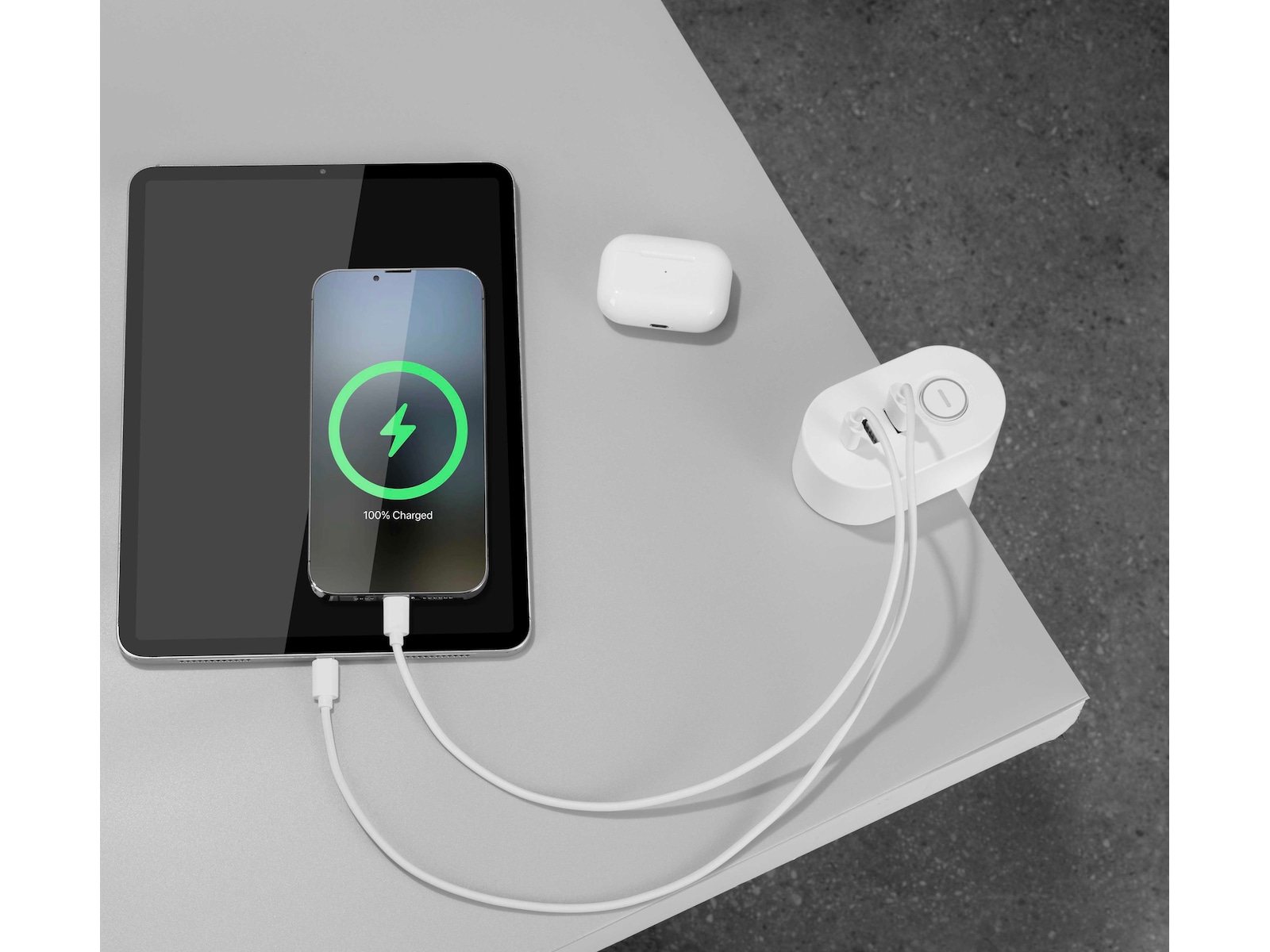 Andersson 6-i-1 grenuttag 3x uttag och USB med skrivbordsfäste (vit) 2-pack Förlängningskabel & förgrening
