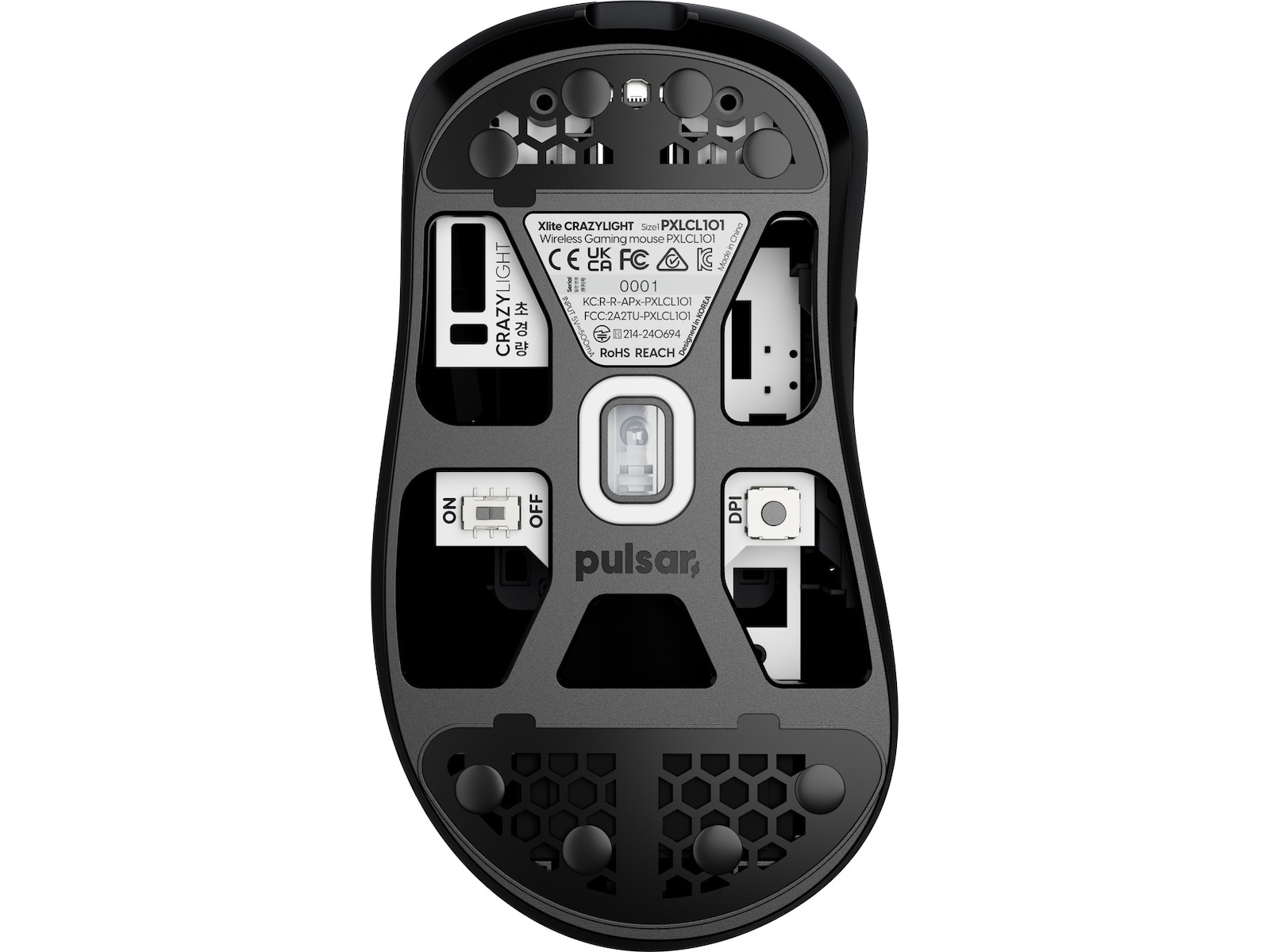 Pulsar Xlite CRAZYLIGHT Medium trådlös gamingmus (jet svart) -B-Grade Demo mus