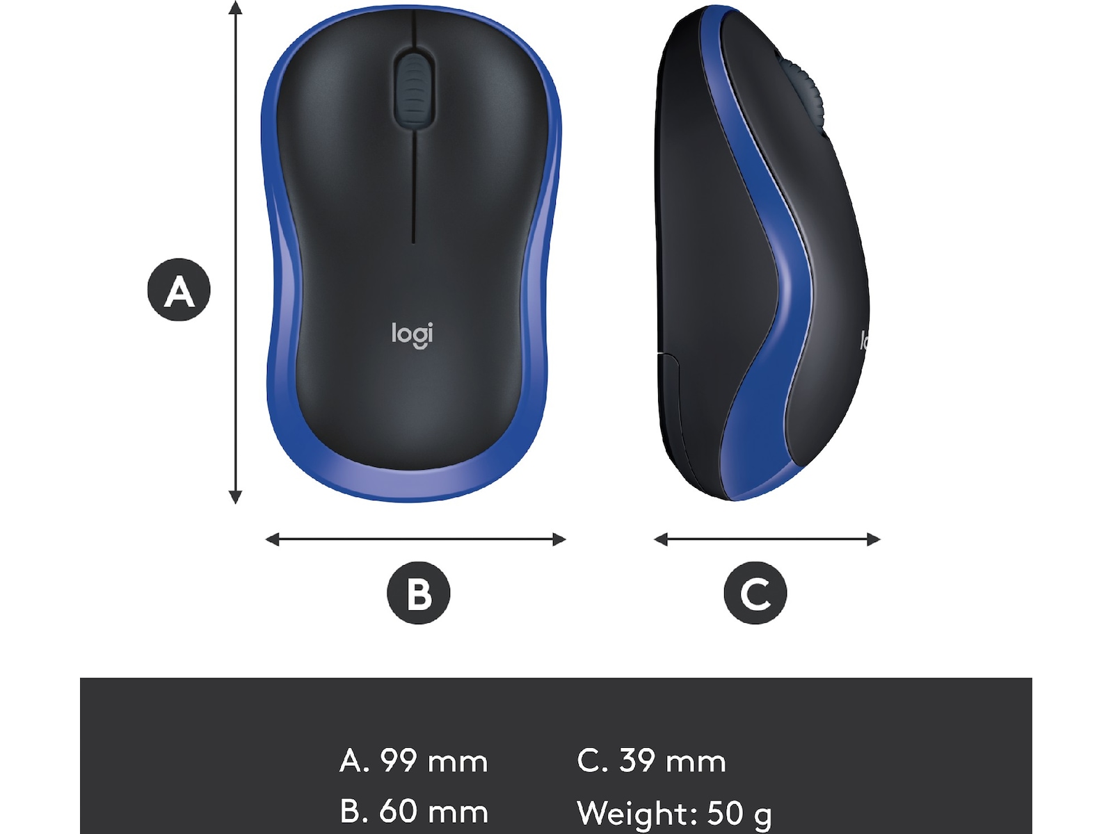 Logitech M185 Trådlös Mus Blå Mus