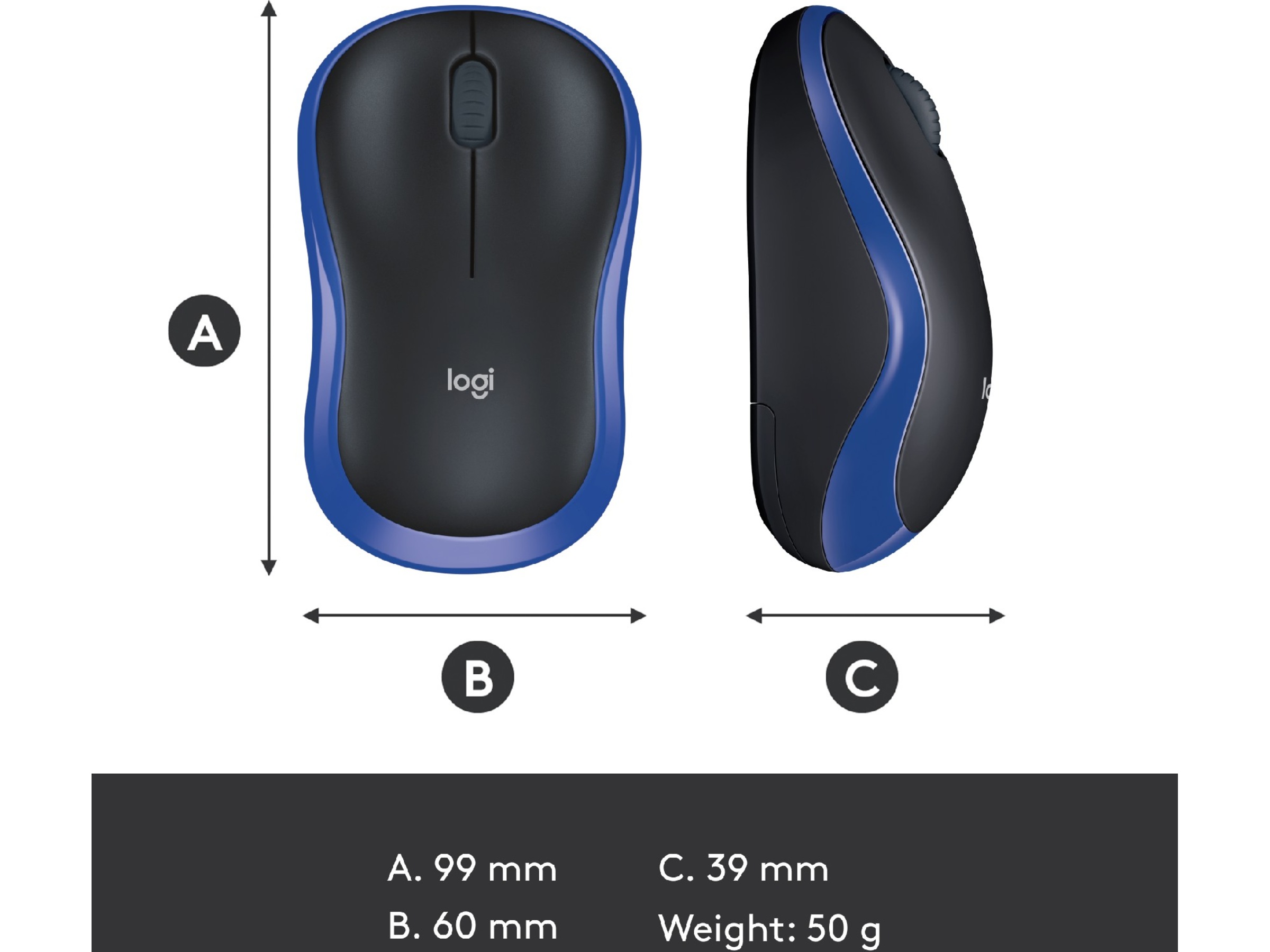 Logitech M185 Trådlös Mus Blå Mus