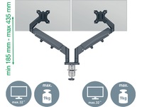 Leitz Ergo Monitorarm Dubbel, platsbesparande, 17"-32" skärmar Bord- & väggfäste