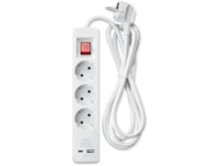 Andersson grenuttag 3x uttag och 2x USB 1,5m (vit) 2-pack Förlängningskabel & förgrening