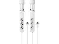 Andersson 6-i-1 grenuttag 3x uttag och USB med skrivbordsfäste (vit) 2-pack Förlängningskabel & förgrening