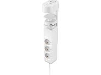 Andersson 6-i-1 grenuttag 3x uttag och USB med skrivbordsfäste (vit) 2-pack Förlängningskabel & förgrening