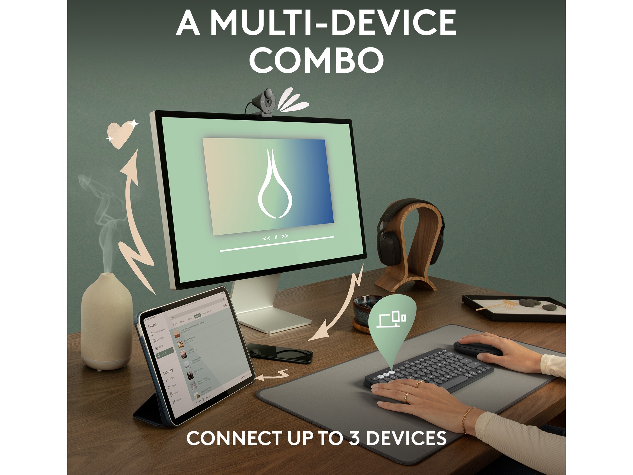 Pebble 2 Combo (svart) Mus & tangentbord -combo-paket