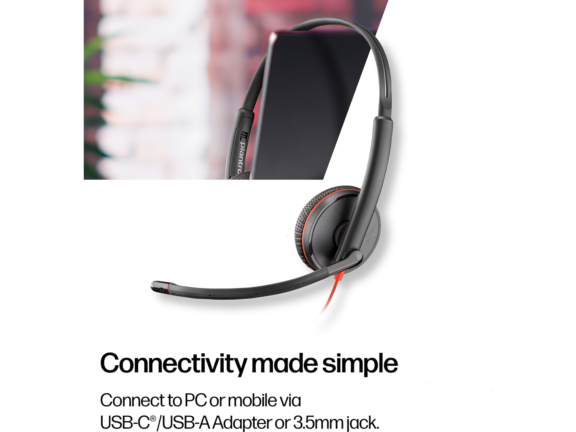 Poly Blackwire 3225 Stereo USB-C Headset Headset, kablat