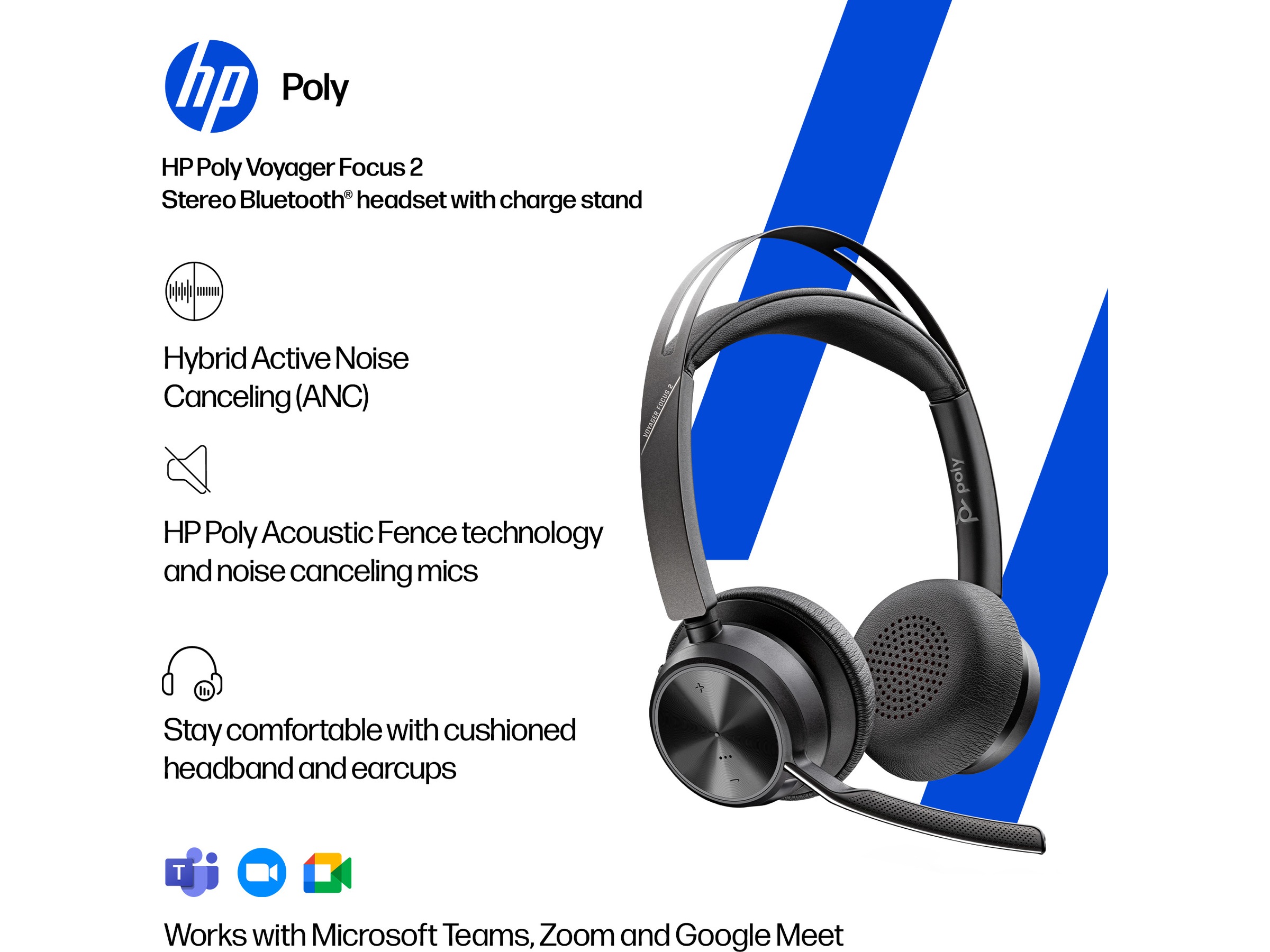 HP Poly Voyager Focus 2 MS USB-C trådlöst headset Headset trådlöst
