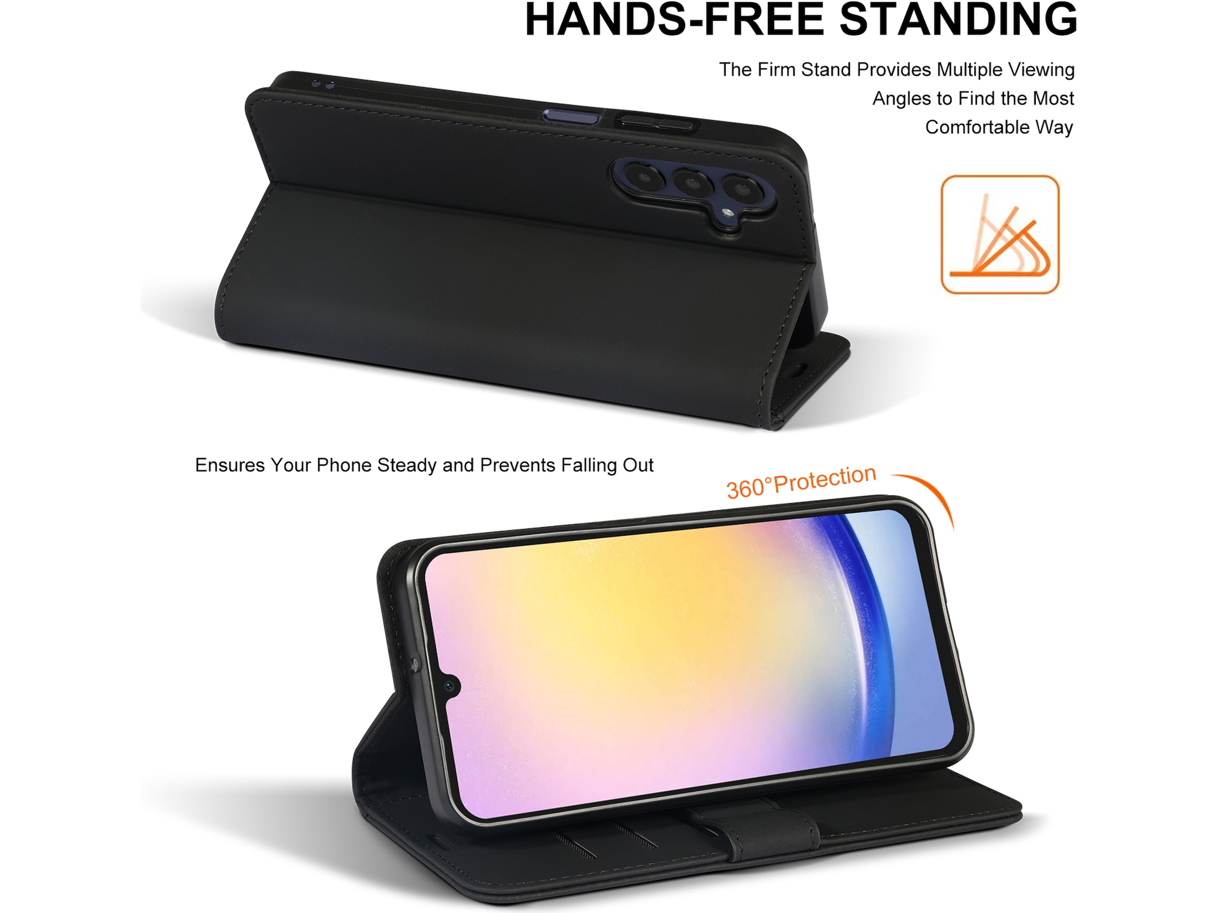 iiglo Samsung Galaxy A25 Plånboksfodral (svart) Skydd