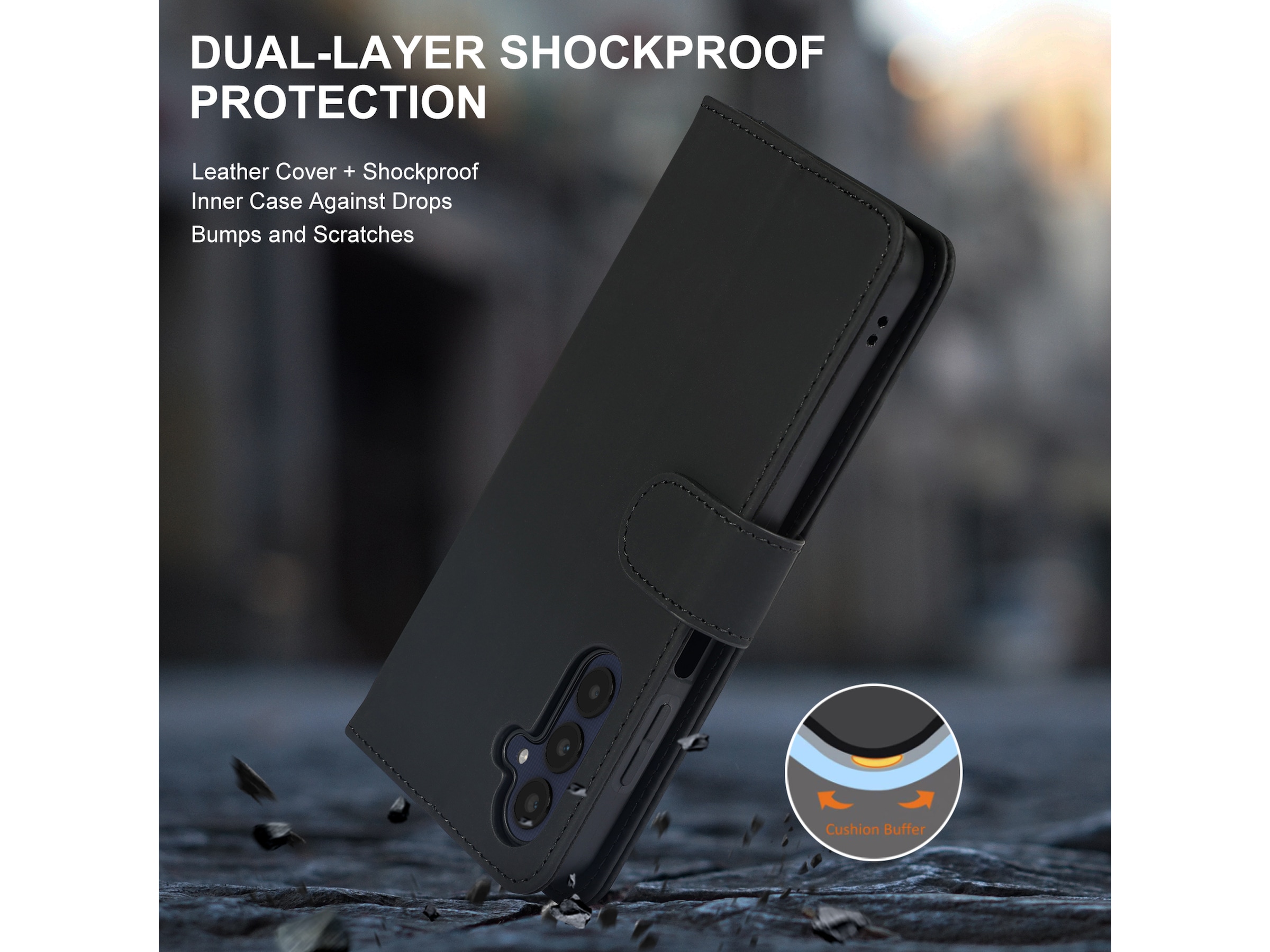 iiglo Samsung Galaxy A25 Plånboksfodral (svart) Skydd