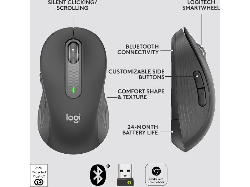 Logitech Signature M650 Large  trådlös mus grafitgrå Mus