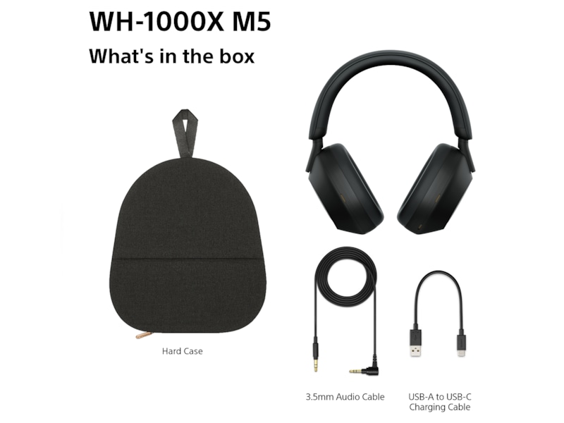Sony WH-1000XM5 trådlösa hörlurar, Over-Ear (svart) Hörlurar