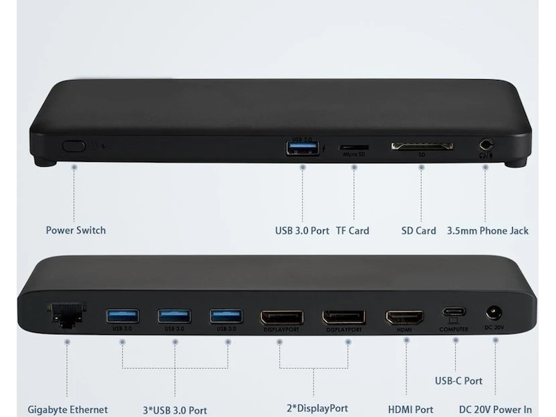 Andersson USB-D3000 USB-C 4K dockningsstation (svart) Dockningsstation och USB-hub