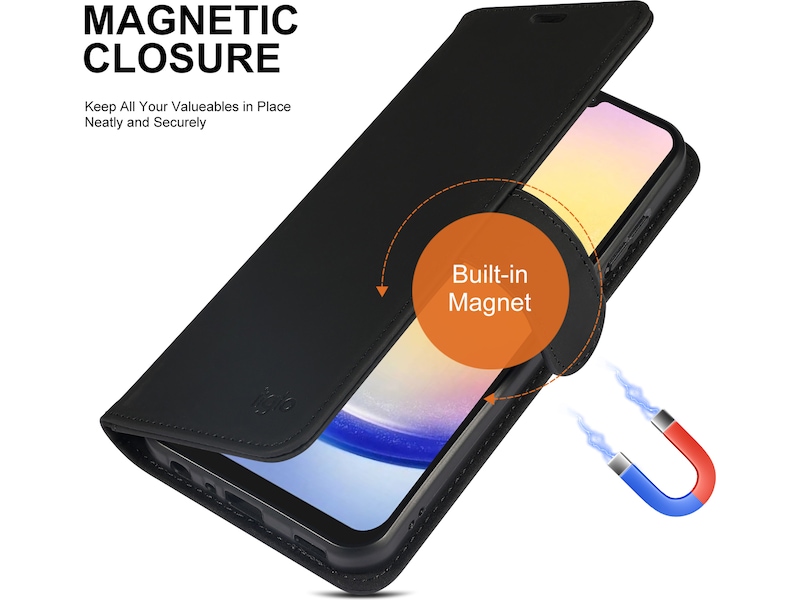 iiglo Samsung Galaxy A25 Plånboksfodral (svart) Skydd