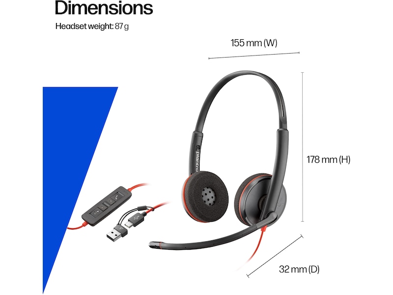 Poly Blackwire MS 3320 USB-C Headset Headset, kablat