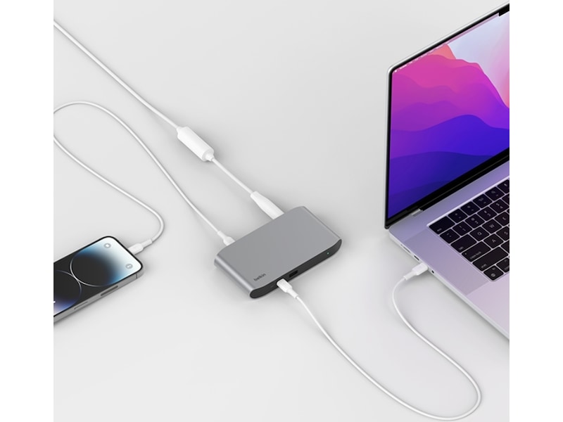Belkin Connect Thunderbolt 4 5-i-1 Core Docking (grå) Dockningsstation och USB-hub