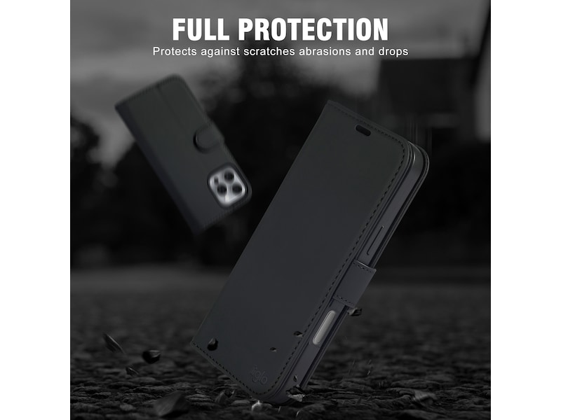 iiglo iPhone 16 Pro Plånboksfodral (svart) Skydd