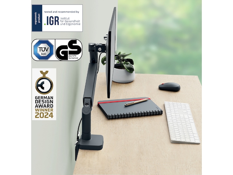 Leitz Ergo Monitorarm Enkel, platsbesparande, 17"-32" skärm Bord- & väggfäste