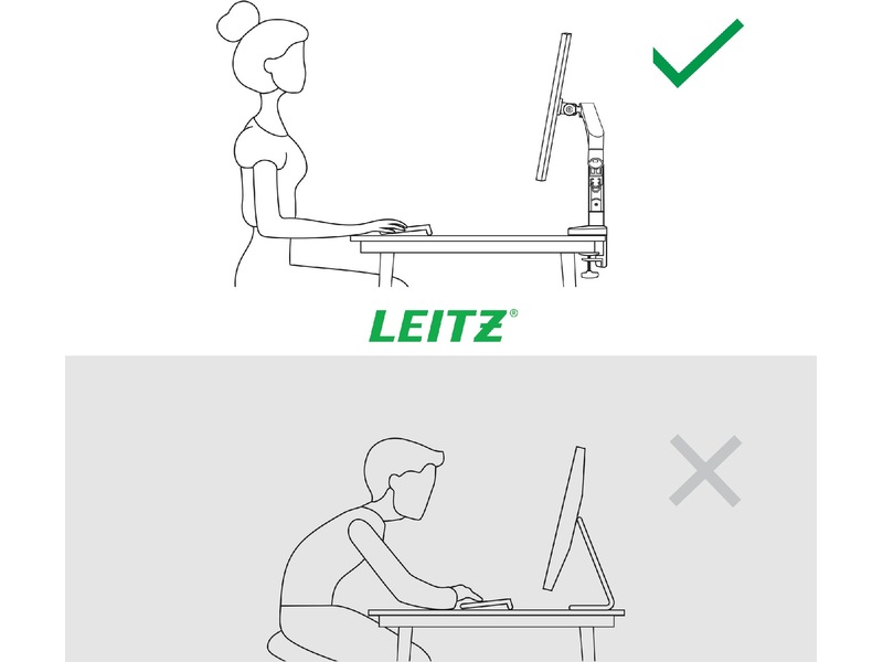 Leitz Ergo Monitorarm Dubbel, platsbesparande, 17"-32" skärmar Bord- & väggfäste