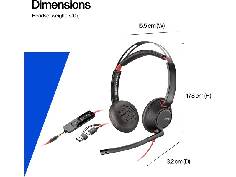 Poly Blackwire 5220 MS Teams USB-C Headset Headset, kablat