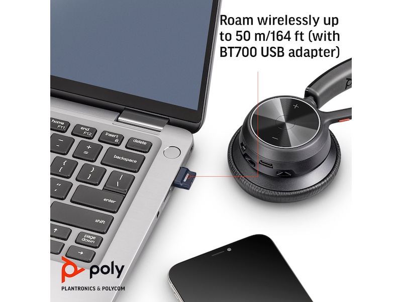 Poly Voyager 4320-M MS USB-C Headset med laddningsstativ Headset trådlöst
