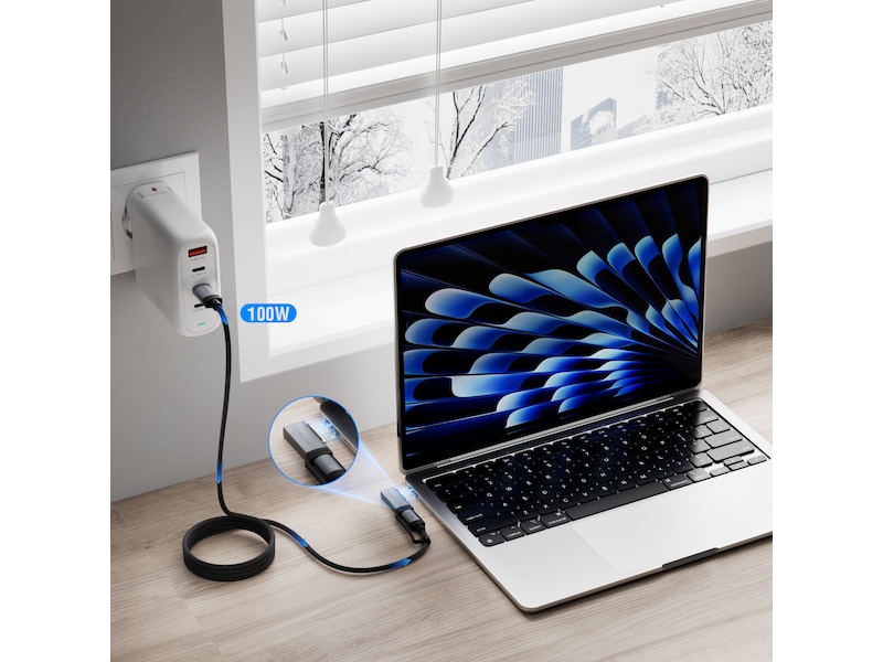 4smarts MagSafe 3 Adapter och USB-C kabel 2m (svart) USB-kablar